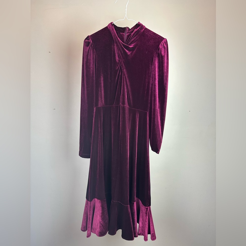 Maison Tara Velvet Wine Dress Size 8